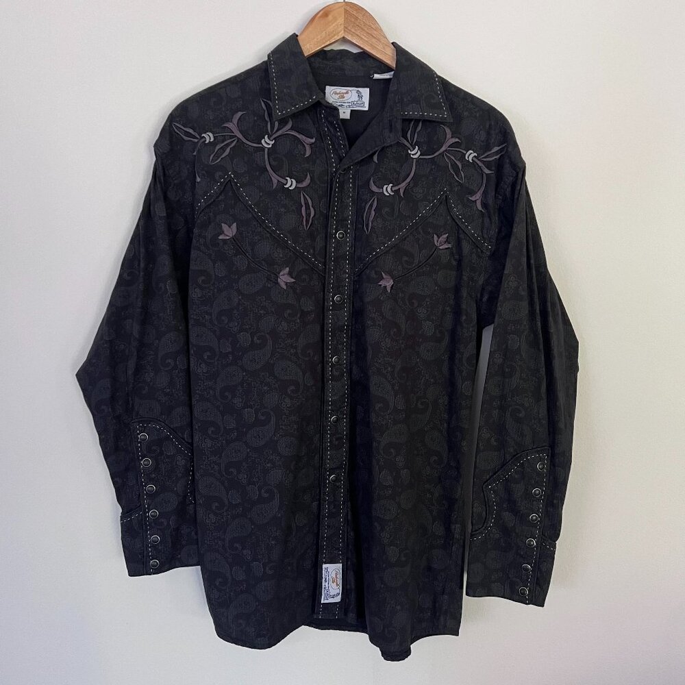 Panhandle Slim Retro Western Medium Long Sleeve Embroidered Pearl Snap Shirt